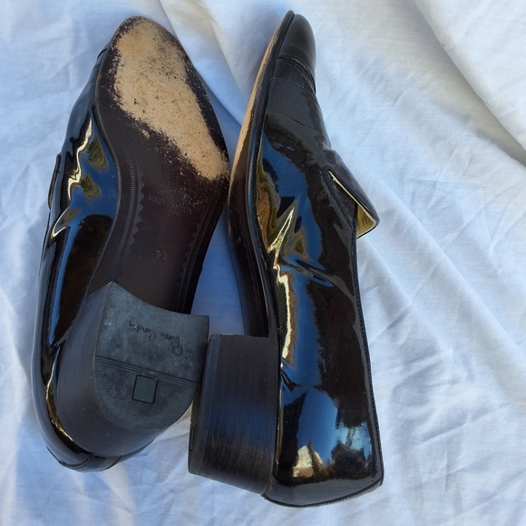 Pierre Cardin Vintage Unisex Black patent formal loafers M8.5 / W10 - Picture 5 of 8
